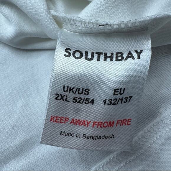 Southbay White Long Sleeve V Neck Pullover Tee‎ Shirt Size 2XL NEW - Picture 7 of 10